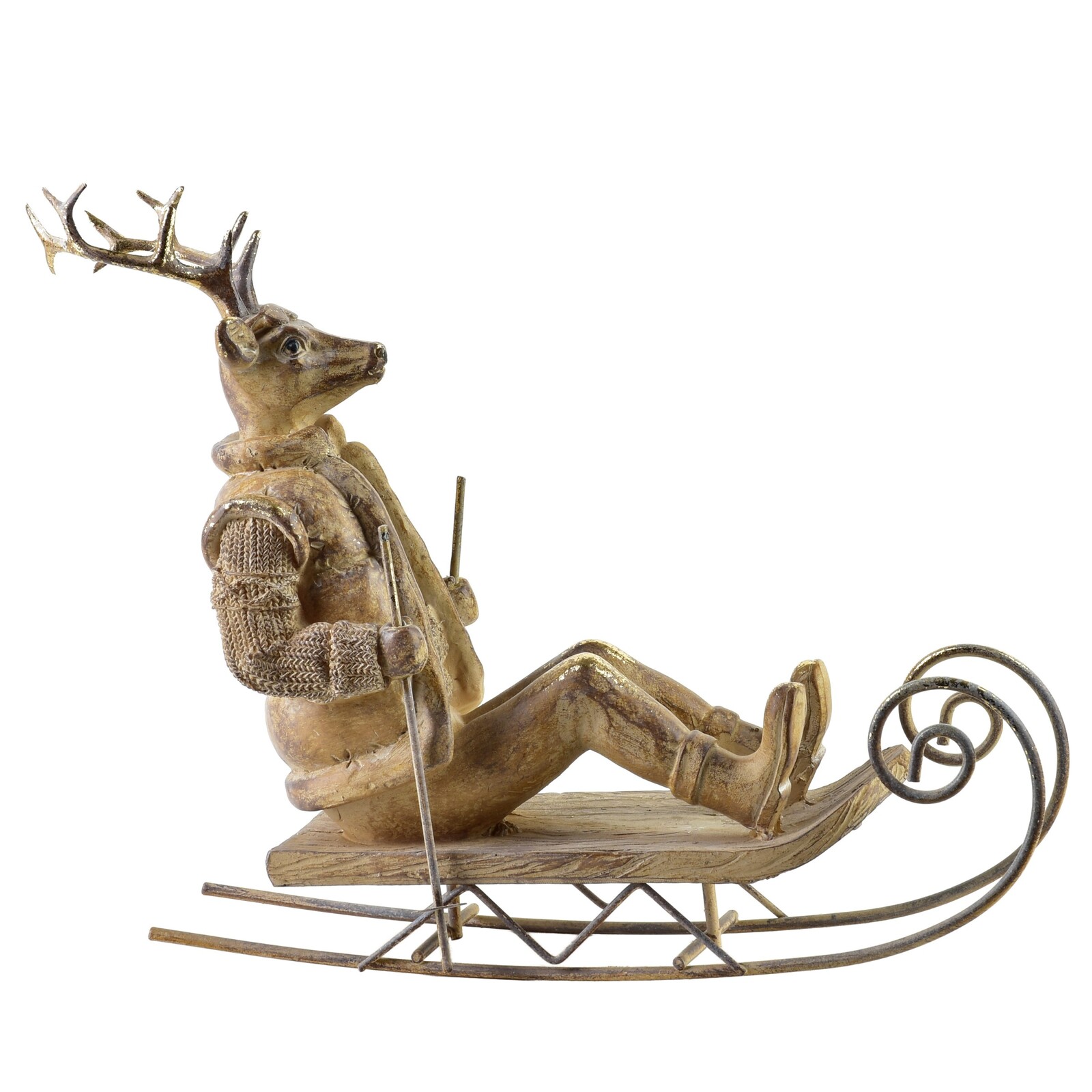 Vánoční figurka sob na saních Santa Lila 23,5 cm hnědá