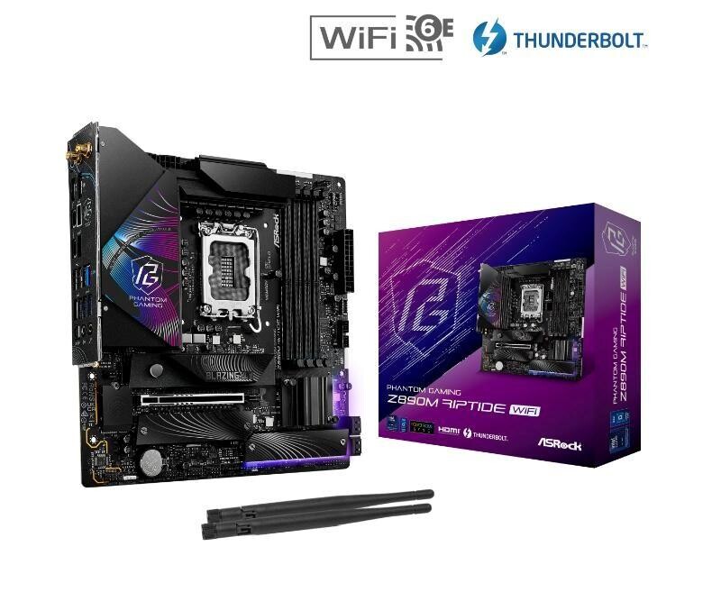 ASRock MB Sc LGA1851 Z890 RIPTIDE WIFI, Intel Z890, 4xDDR5, 1xDP, 1xHDMI, 2xThunderbolt, WI-FI, mATX