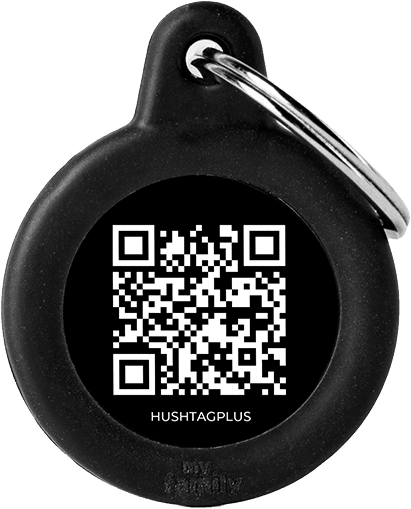 Psia známka My Family okrúhla čierna hliníková s QR kódom