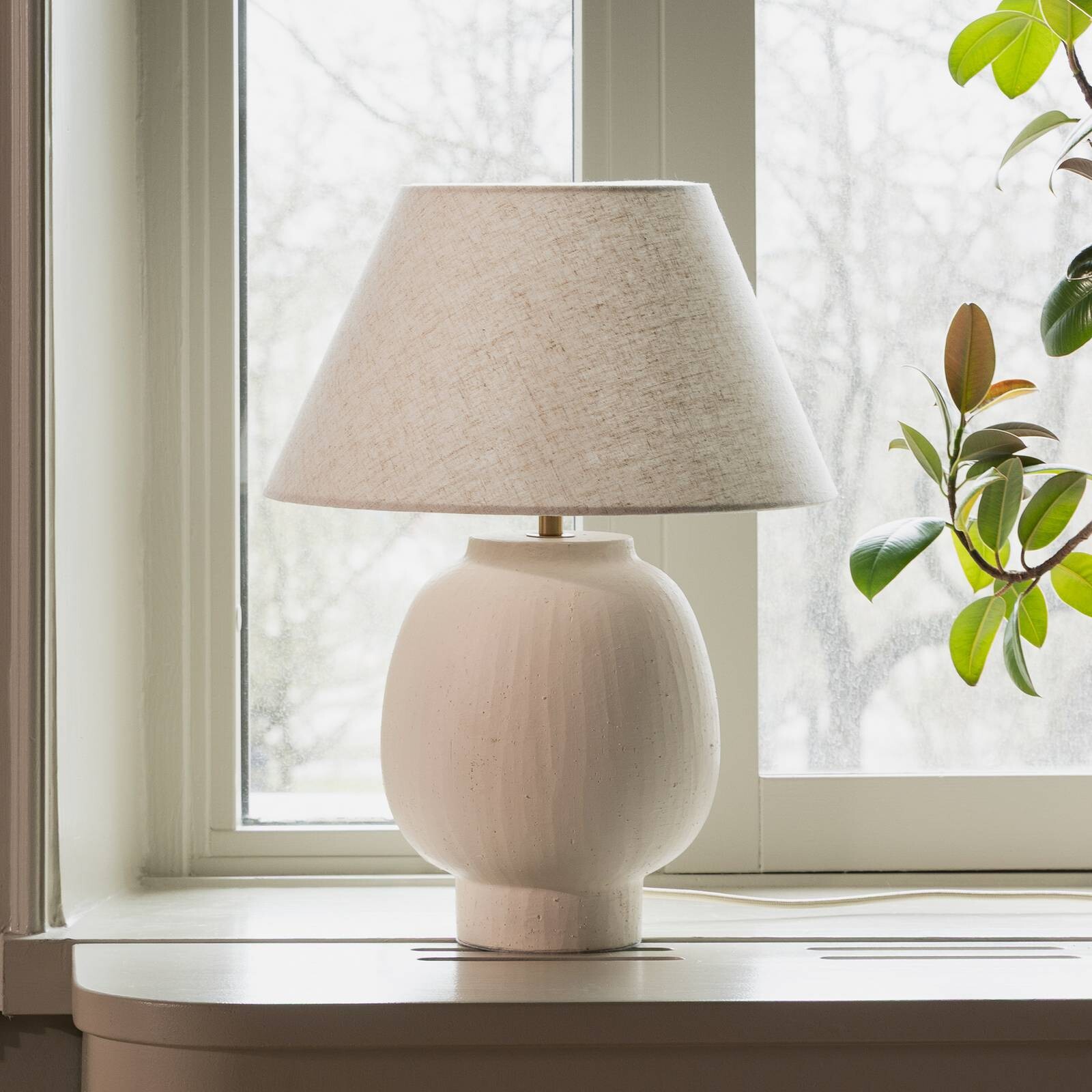 Stolová lampa Globen Lighting Lorenzo, béžová, výška 46 cm, keramika