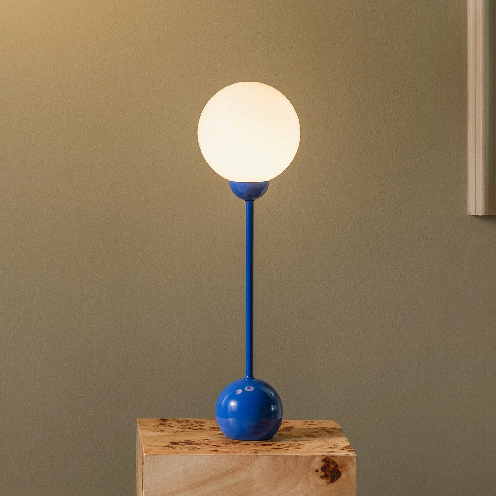 Stolová lampa Globen Lighting Ripley, modrá, výška 52 cm, železo/sklo