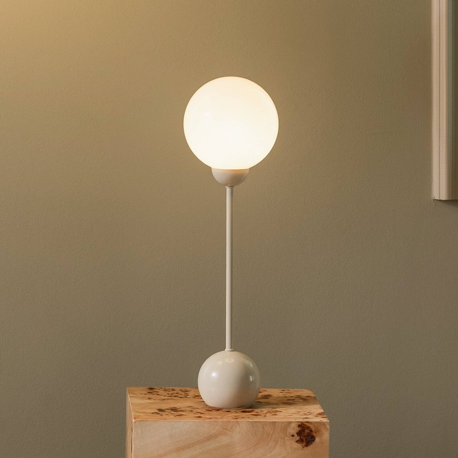 Stolová lampa Globen Lighting Ripley, béžová, výška 52 cm, železo/sklo