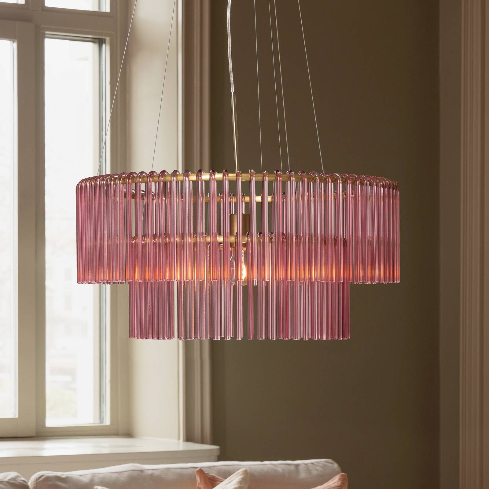 Závesné svietidlo Globen Lighting HOOK 60, sklo, ružová