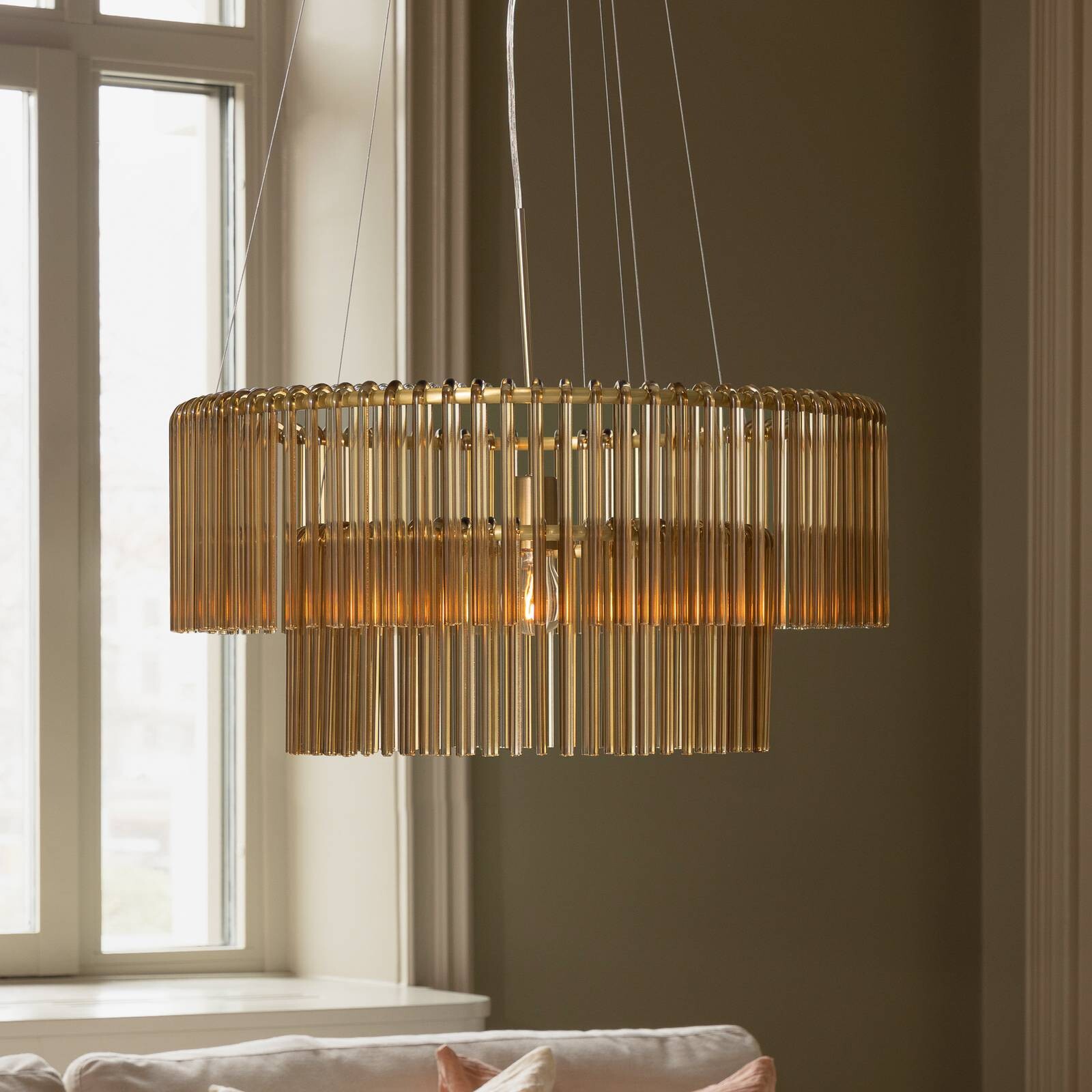Závesné svietidlo Globen Lighting HOOK 60, sklo, koňaková farba