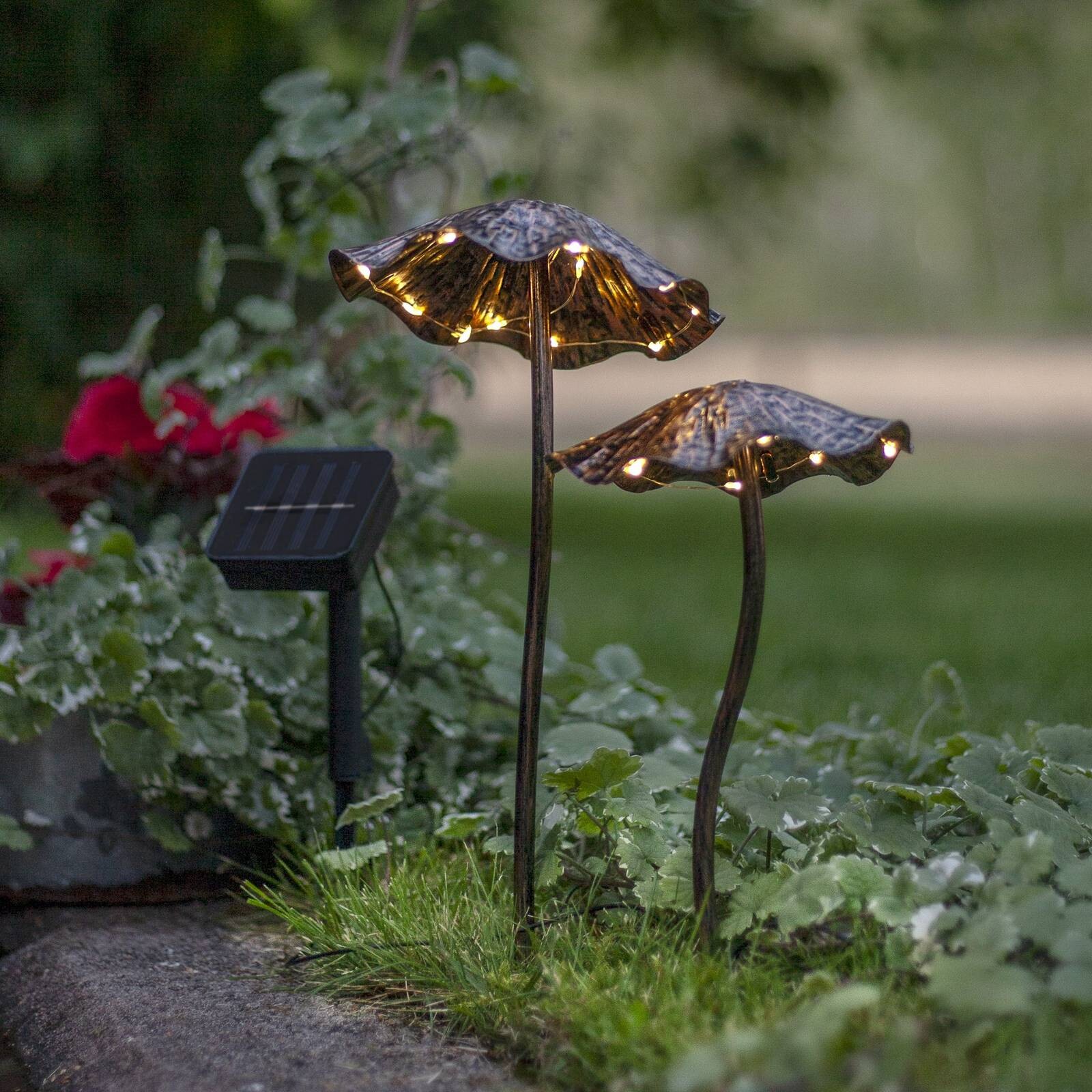 LED solárne dekoratívne svietidlo Lumini, hnedé/bronzové, s kolíkom do zeme,
