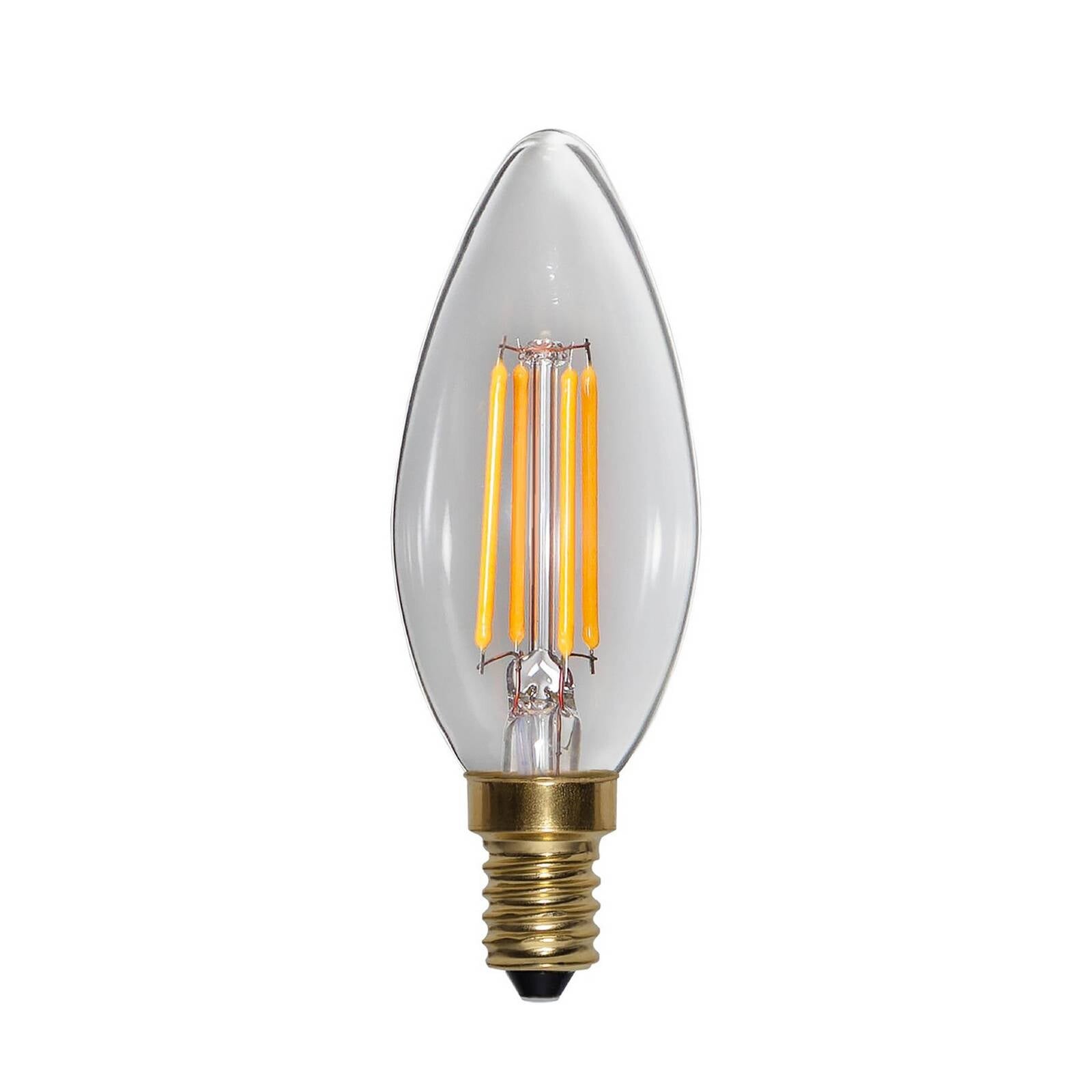 LED žiarovka Soft Glow E27, sviečková, 250 lm, 3,2 W, 2100 K, stmievateľné.
