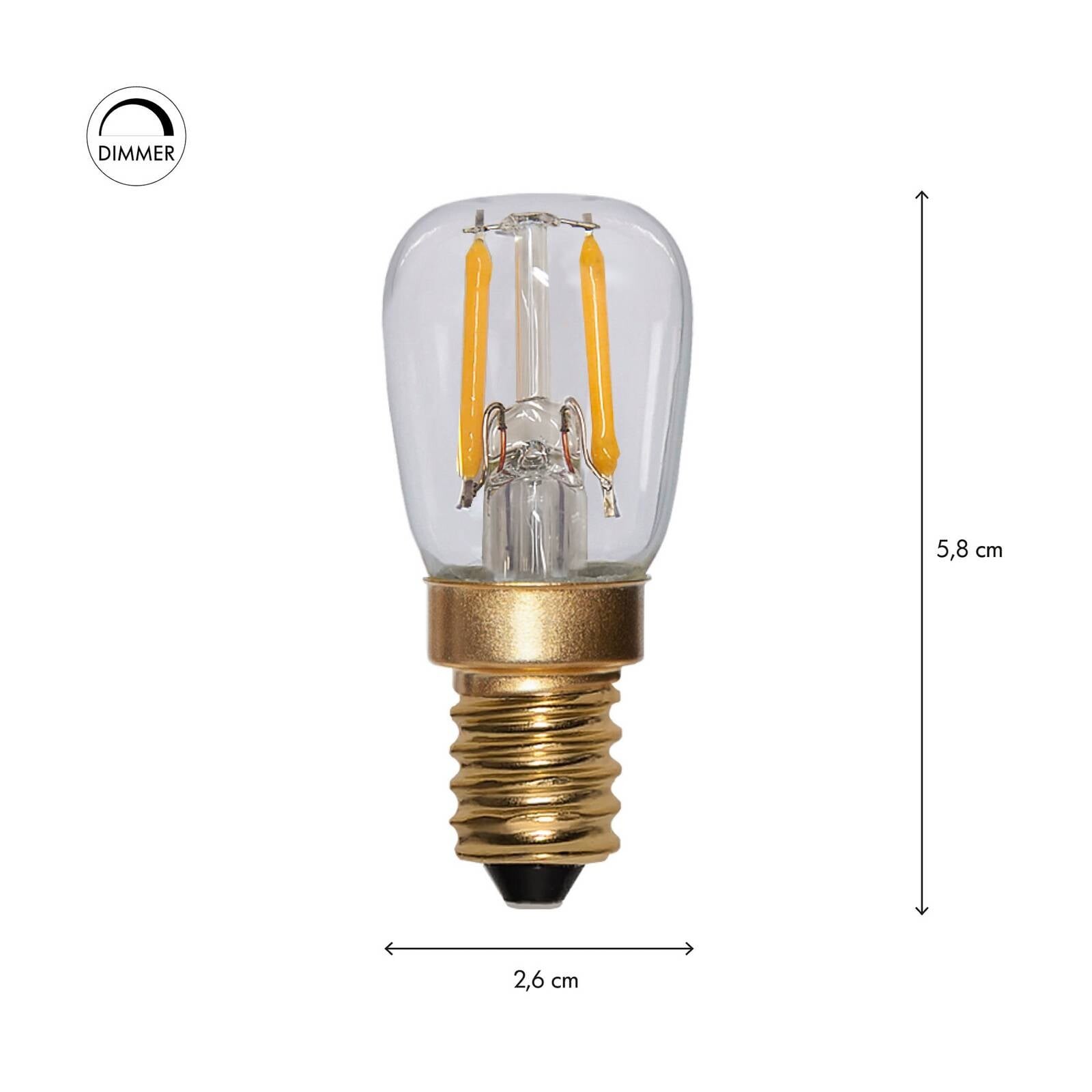 LED žiarovka Soft Glow, E14, 150 lm, 2,2 W, 2100 K, číra, stmievateľná.