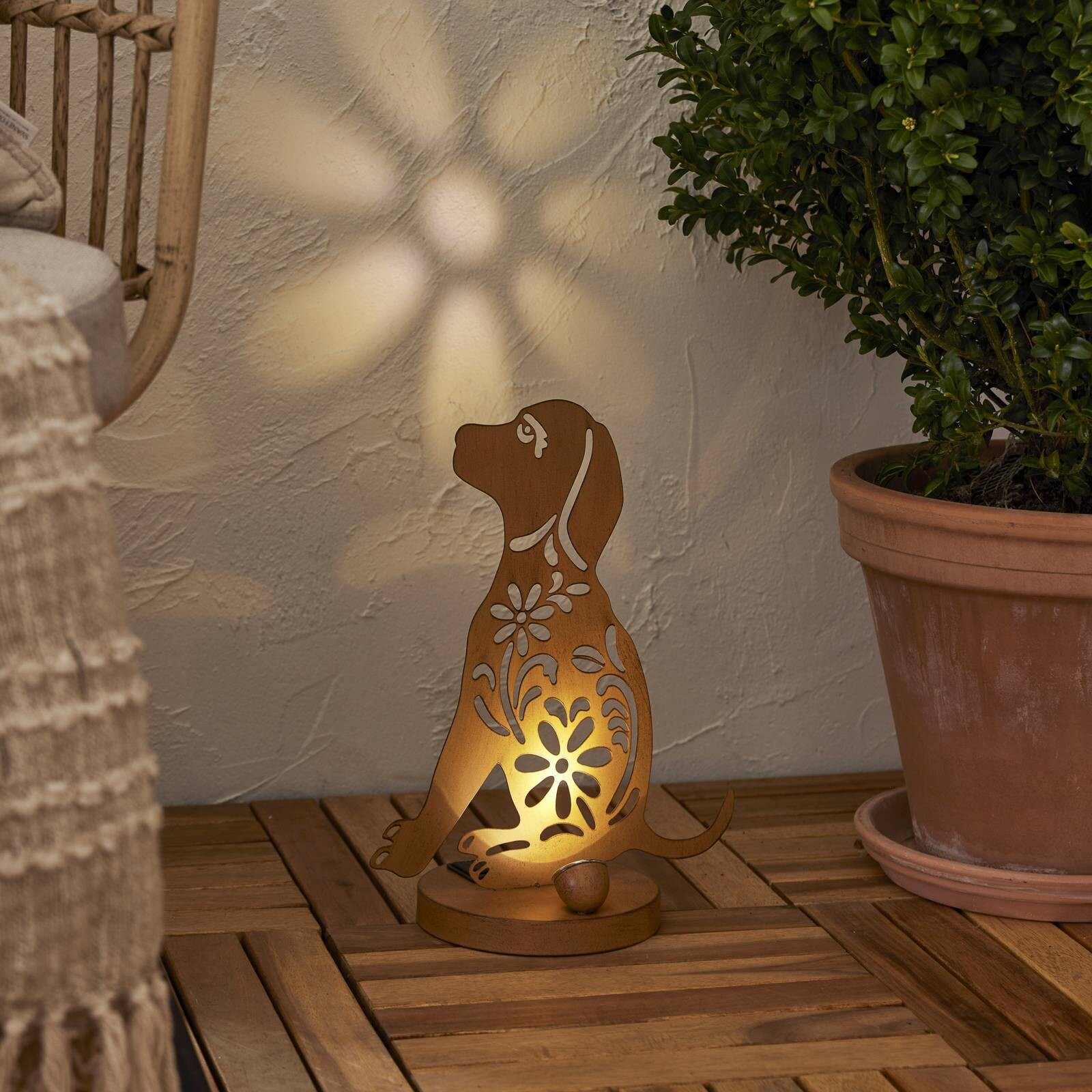 Solárna dekoratívna LED lampa Oxidog, výška 33 cm, farba hrdze, IP44