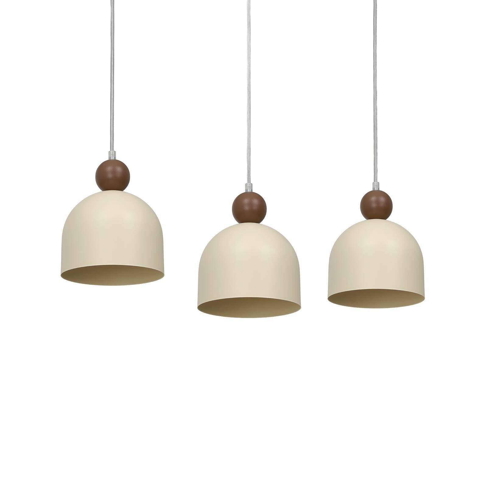 Závesné svietidlo Timon, taupe/béžová, dĺžka 60 cm, kov, 3-pl.