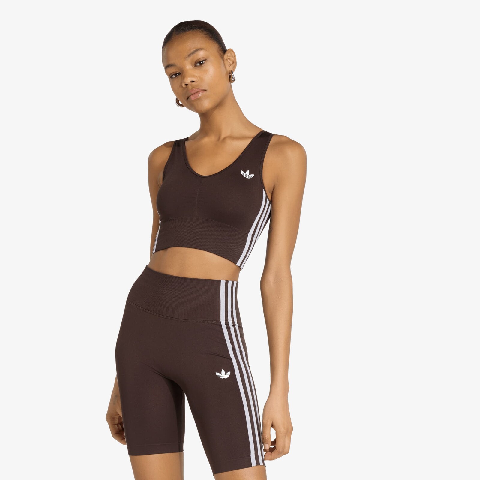 Podprsenka adidas Essentials 3 Stripes Seamless Bralette Aurora Coffee XL