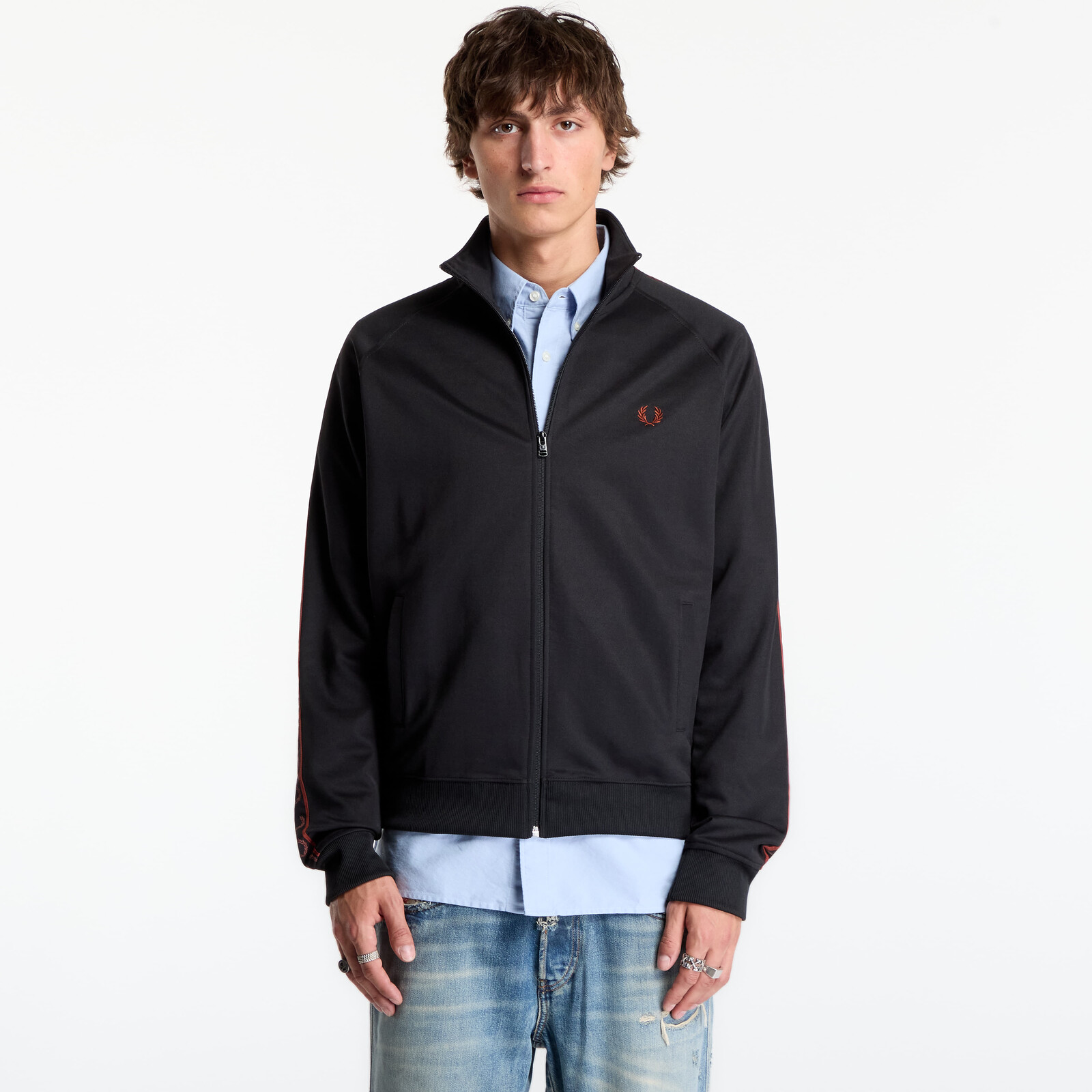 Mikina FRED PERRY Contrast Tape Track Jacket Black M