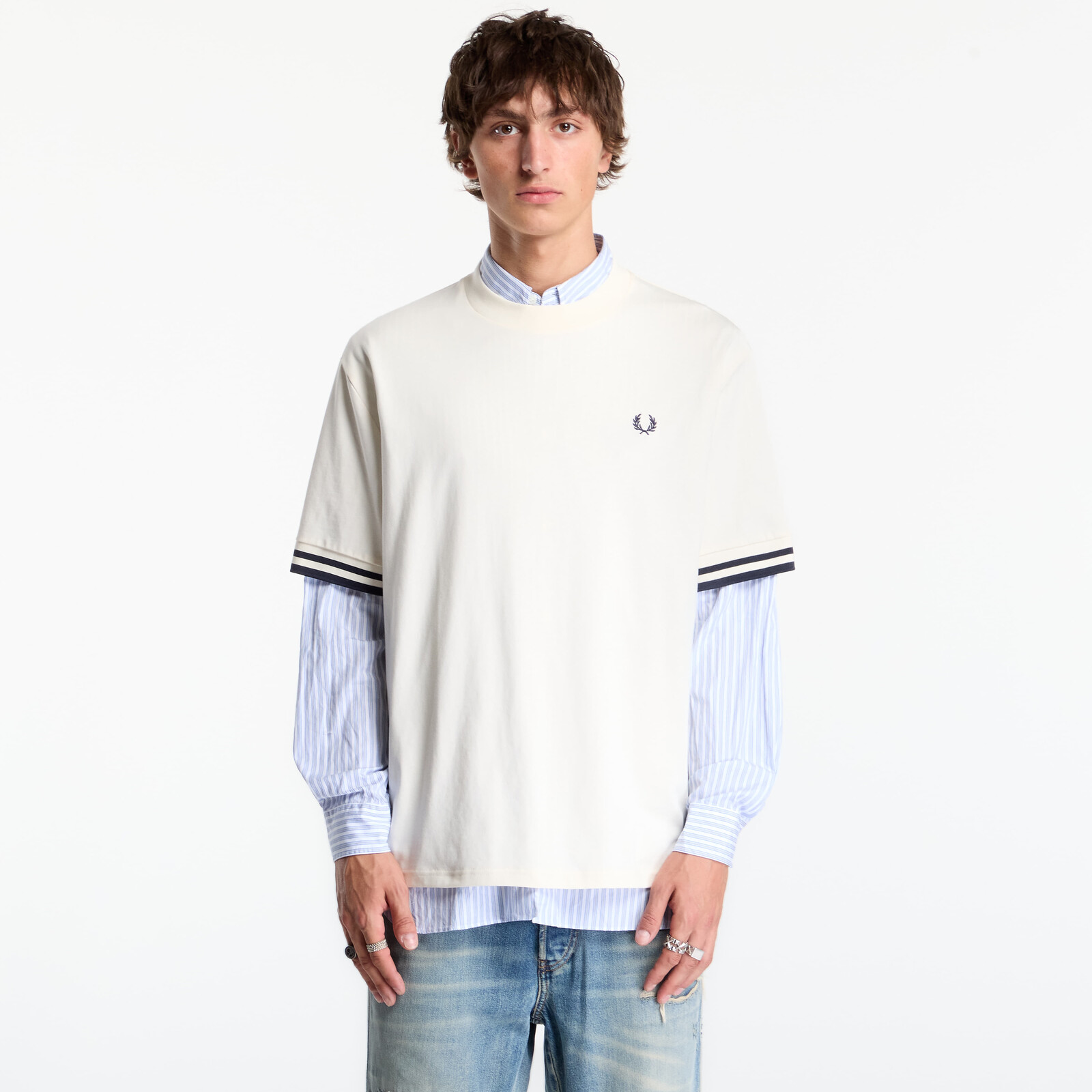 Tričko FRED PERRY Bold Tipped Tshirt Ecru M