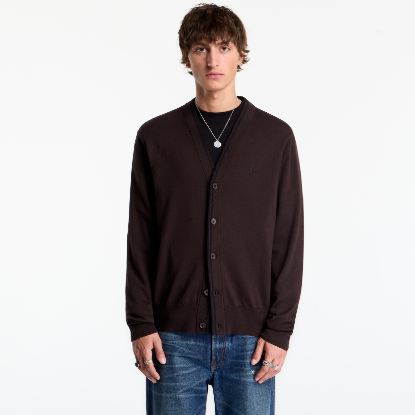 Svetr FRED PERRY Classic Cardigan Rich Brown M