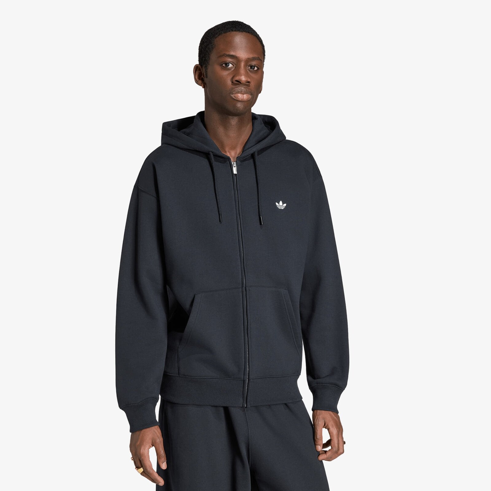 Mikina adidas Trefoil Essentials Loose Full ZIP Hoodie Black XL