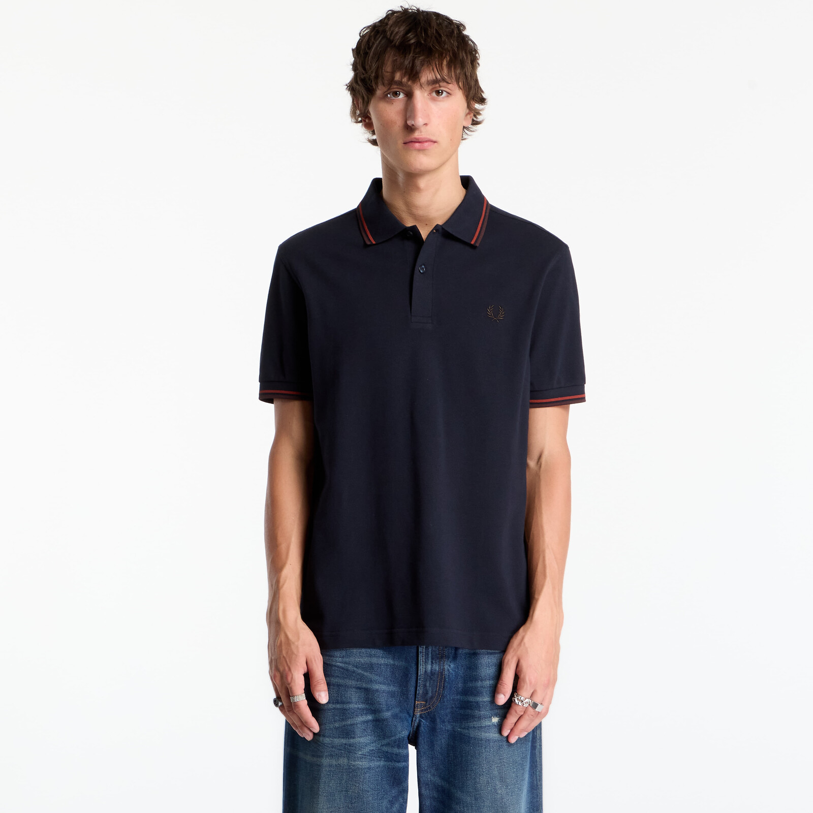 Tričko FRED PERRY Twin Tipped Fred Perry Shirt Navy XL