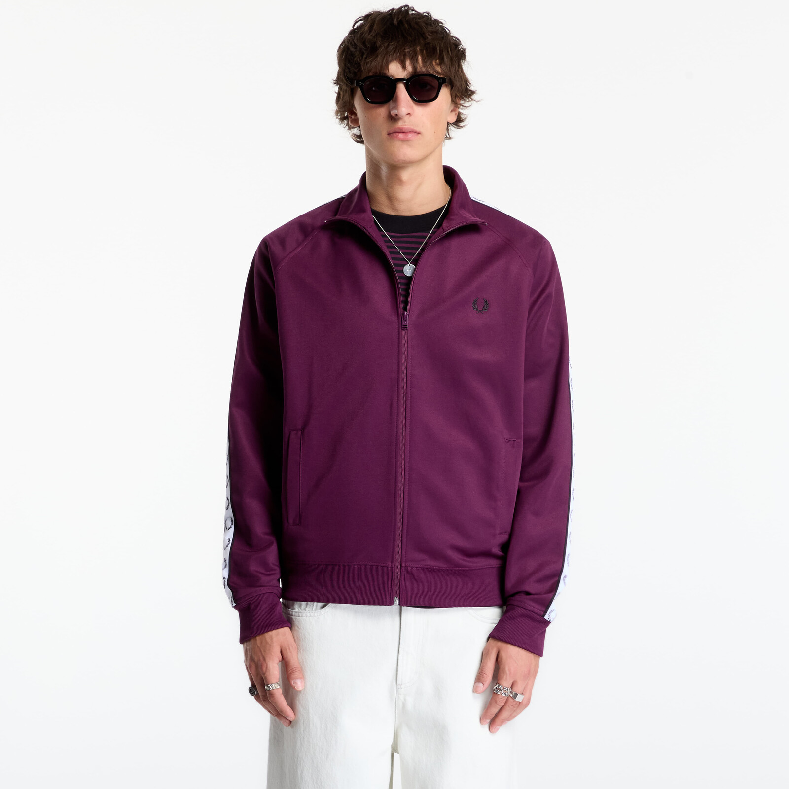 Mikina FRED PERRY Contrast Tape Track Jacket Plum L