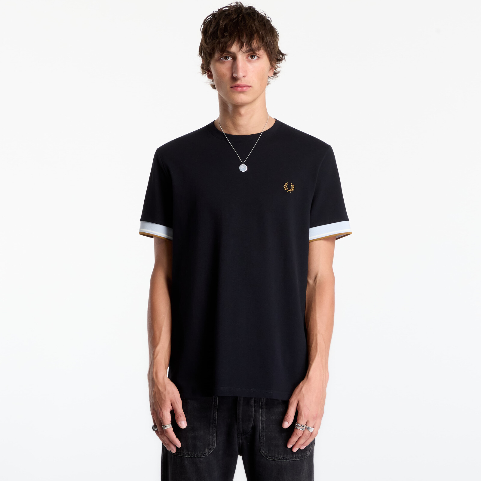 Tričko FRED PERRY Twin Tipped Cuff T-shirt Black L
