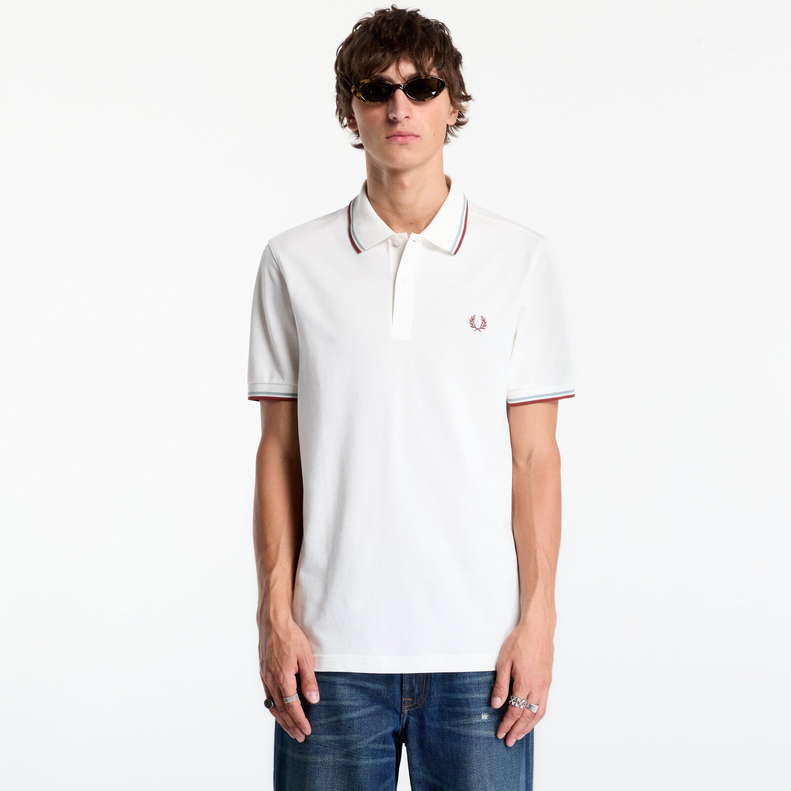 Tričko FRED PERRY Twin Tipped Fred Perry Shirt White M