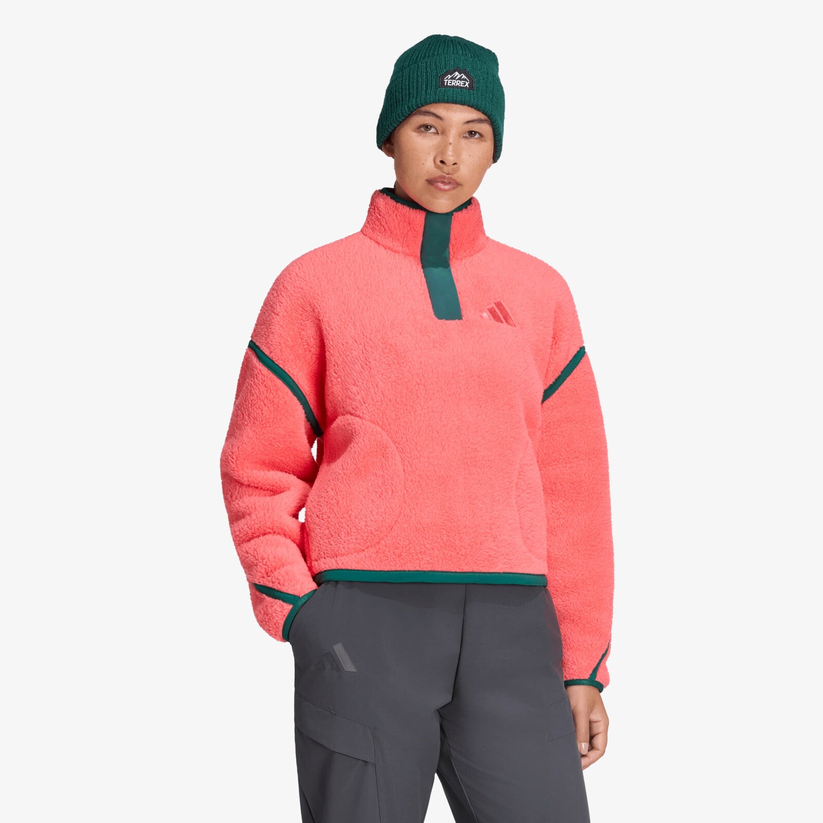 Mikina adidas Terrex Multi High Pile Fleece Pullover Pure Turbo XS