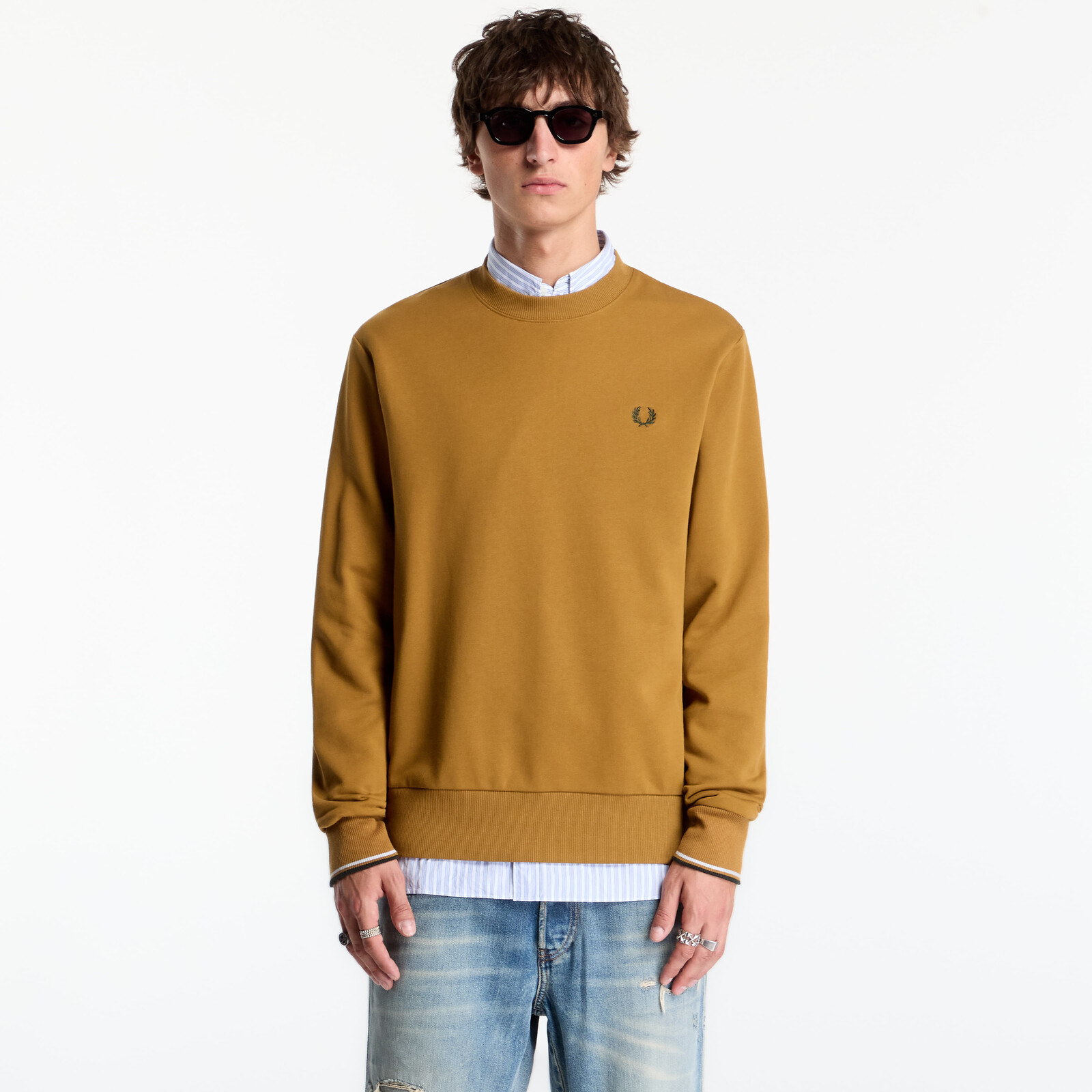 Mikina FRED PERRY Crew Neck Sweatshirt Mustard L