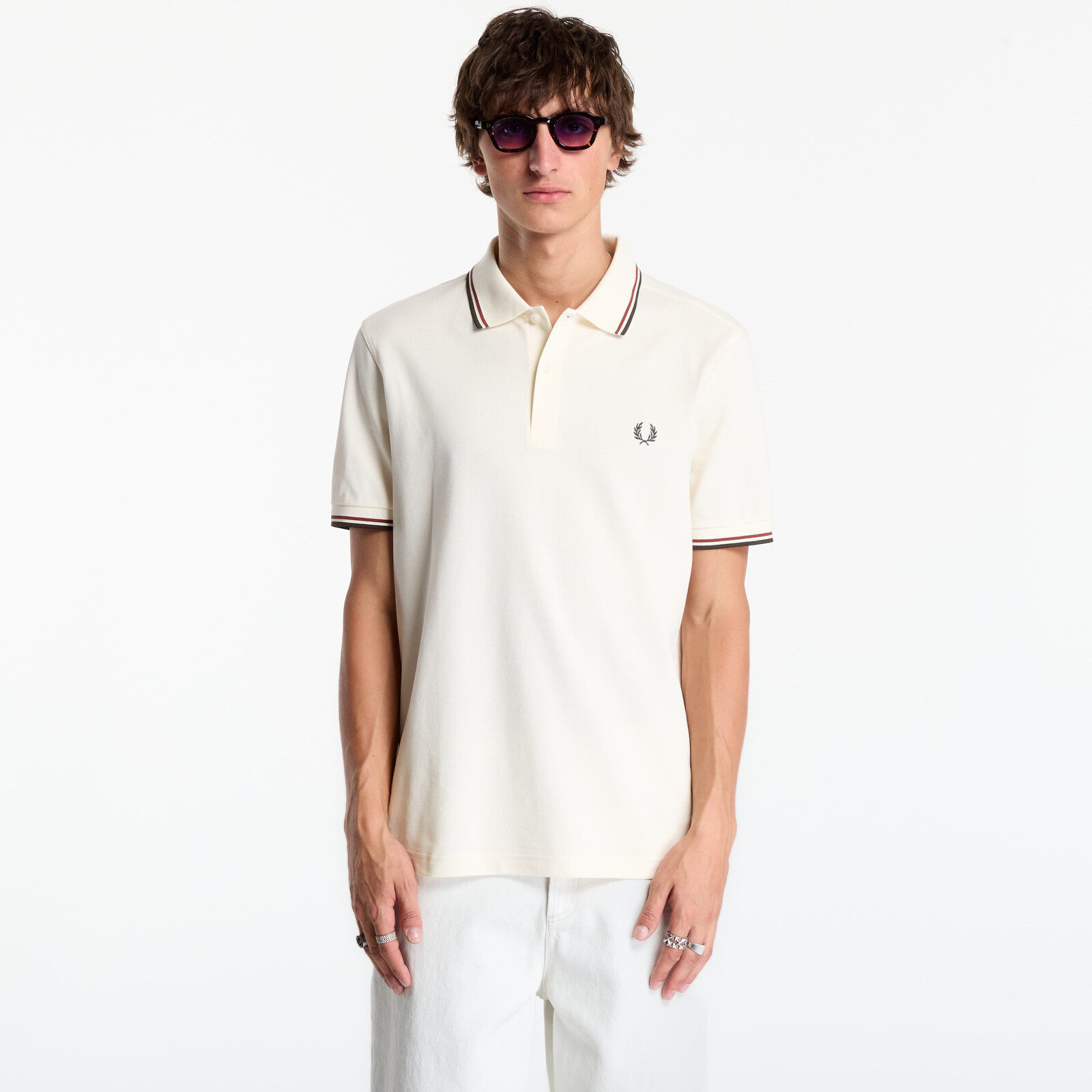 Tričko FRED PERRY Twin Tipped Fred Perry Shirt Beige XL