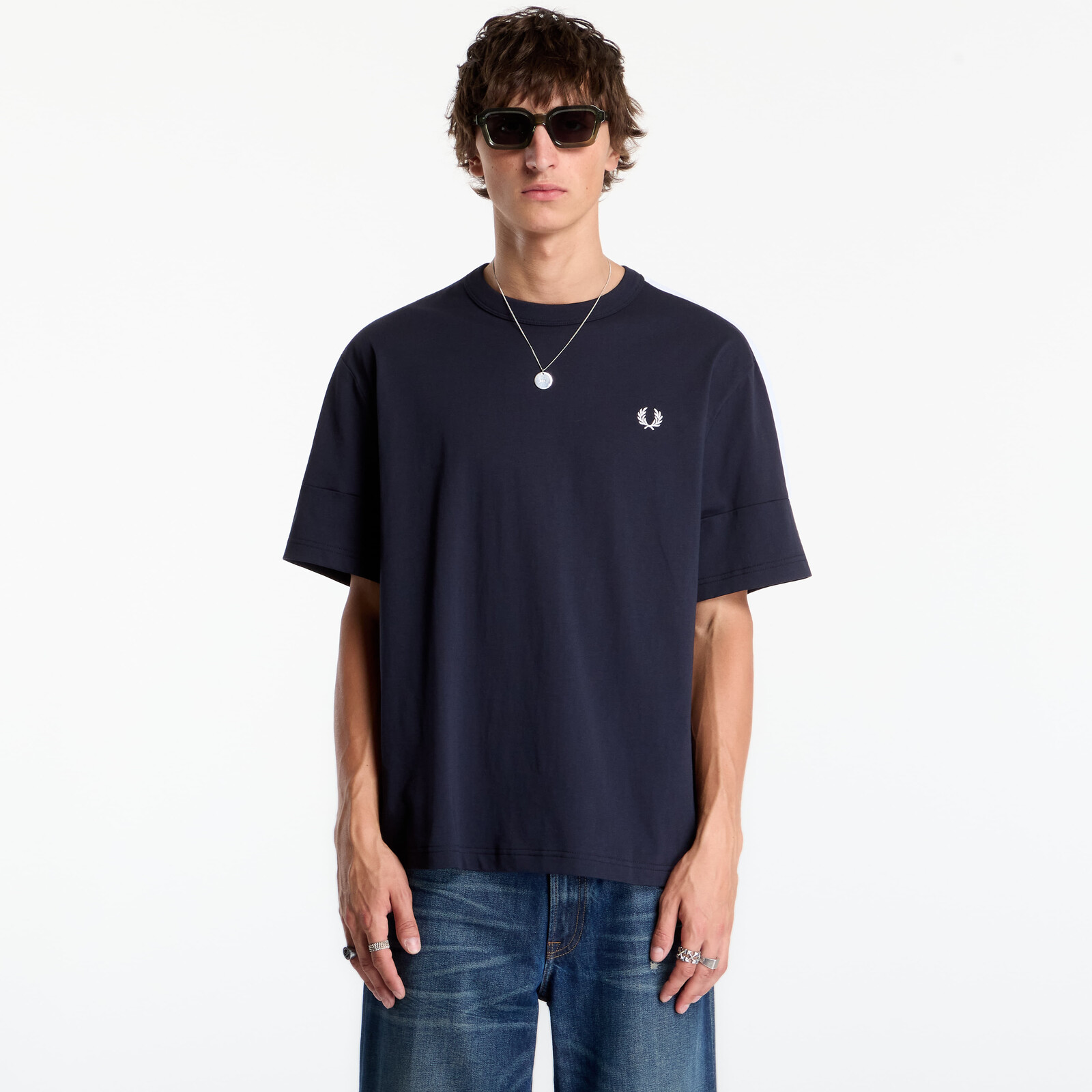 Tričko FRED PERRY Printed Tape Tshirt Navy M