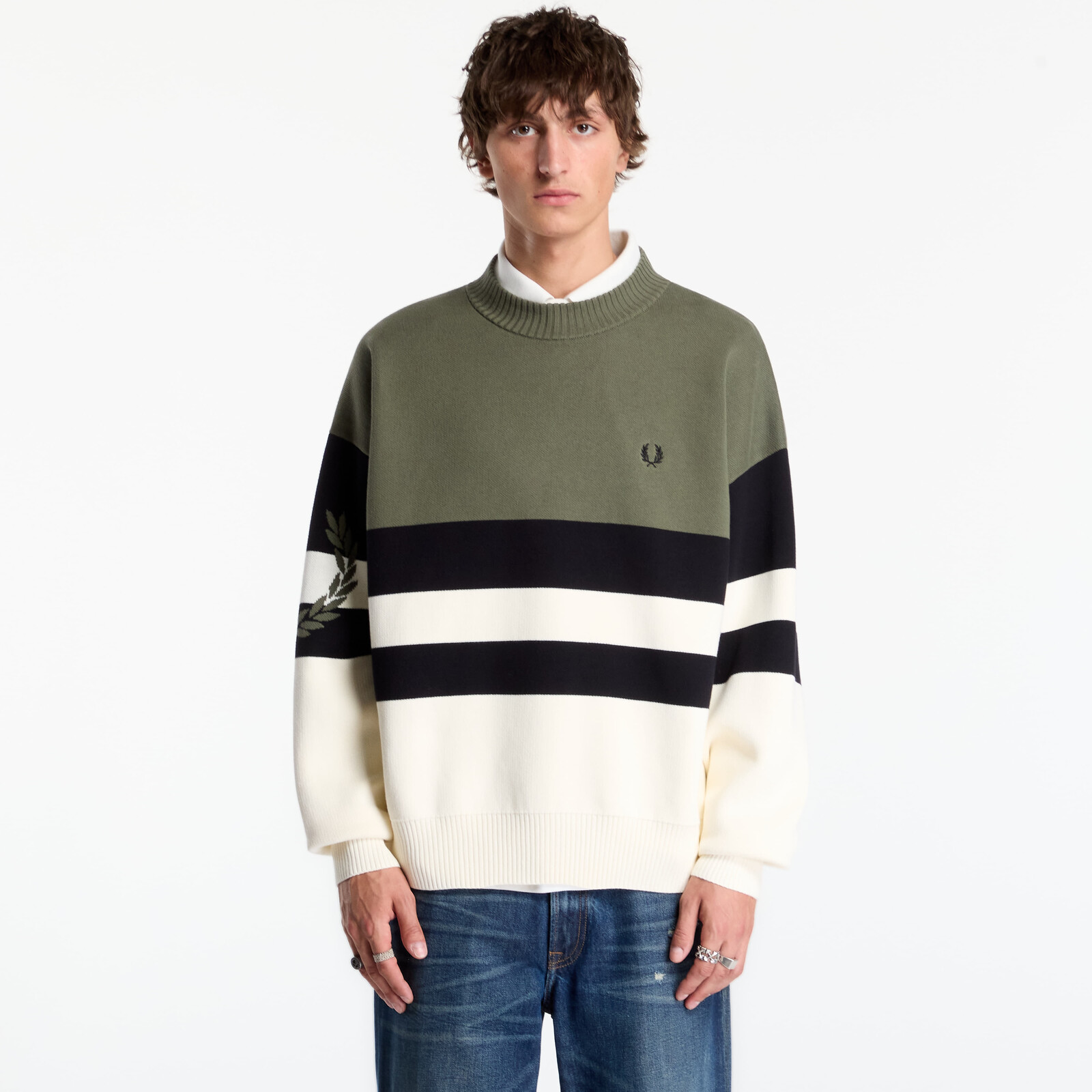 Sveter FRED PERRY Tipped Graphic Jumper Lrl Wrth Green L