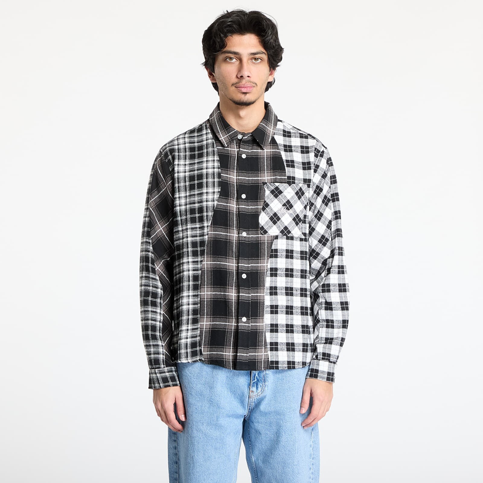 Košeľa DIME Triple Plaid Shirt UNISEX Black S