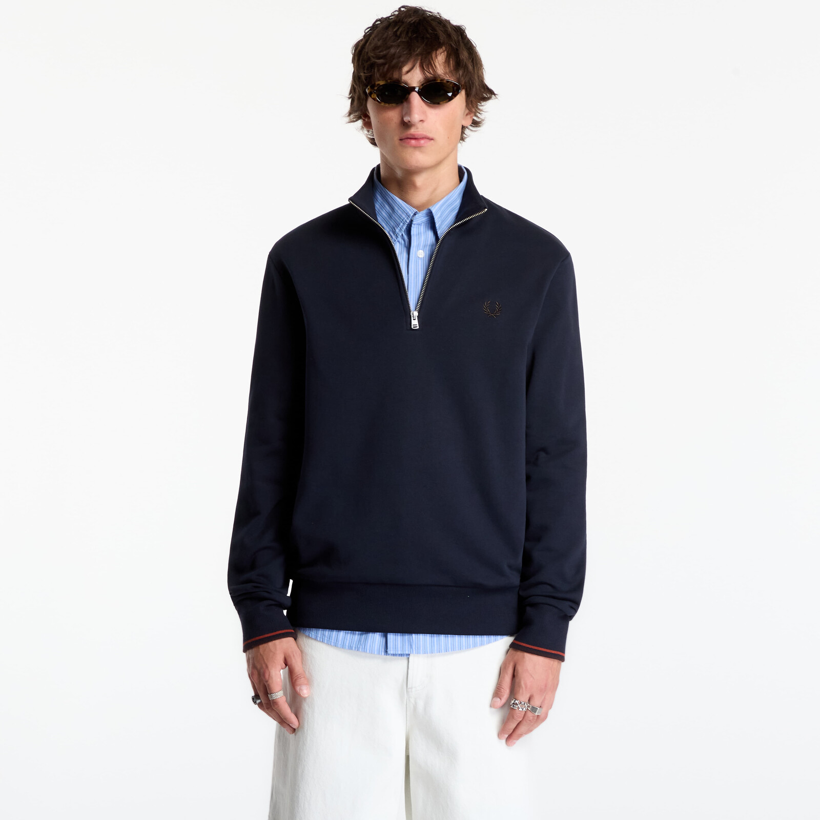 Mikina FRED PERRY Half Zip Sweatshirt Navy XL
