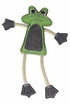 Hračka pes animALL Žába s provazy kůže, barevná 33cm