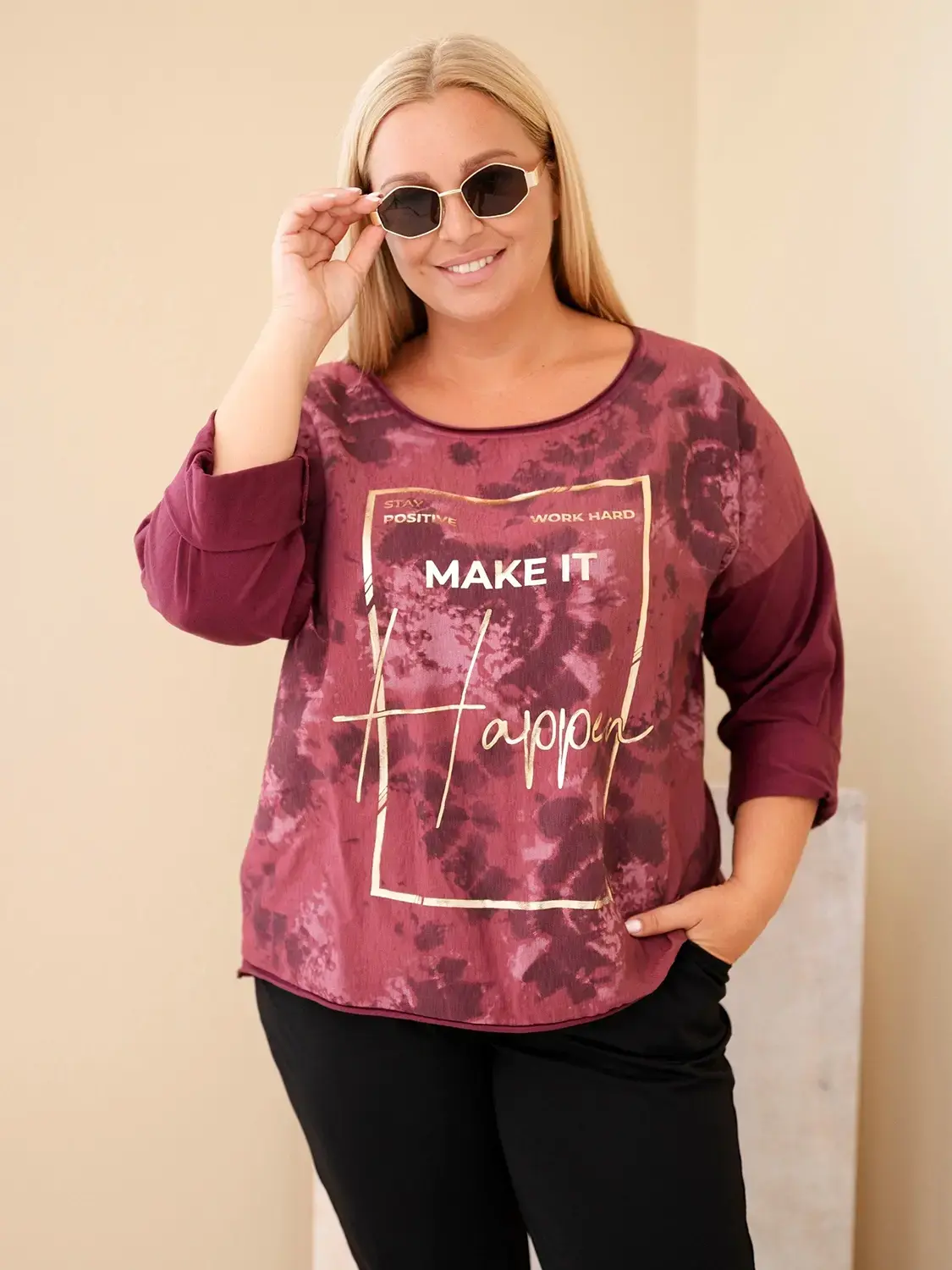Kesi Włoski Plus Size dámska blúzka s potlačou