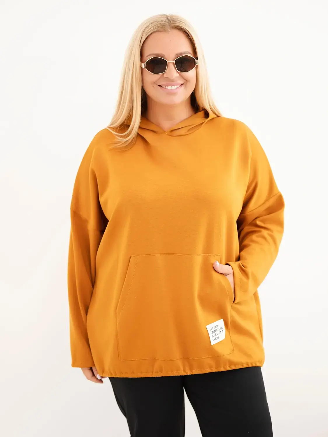 Kesi Włoski Plus Size dámska viskózová mikina s kapucňou