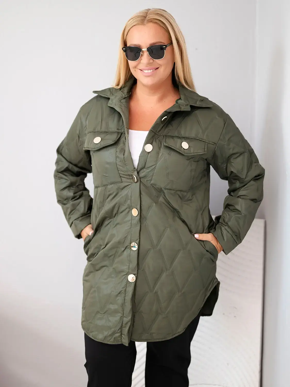 Plus Size bunda Kesi Włoski s golierom