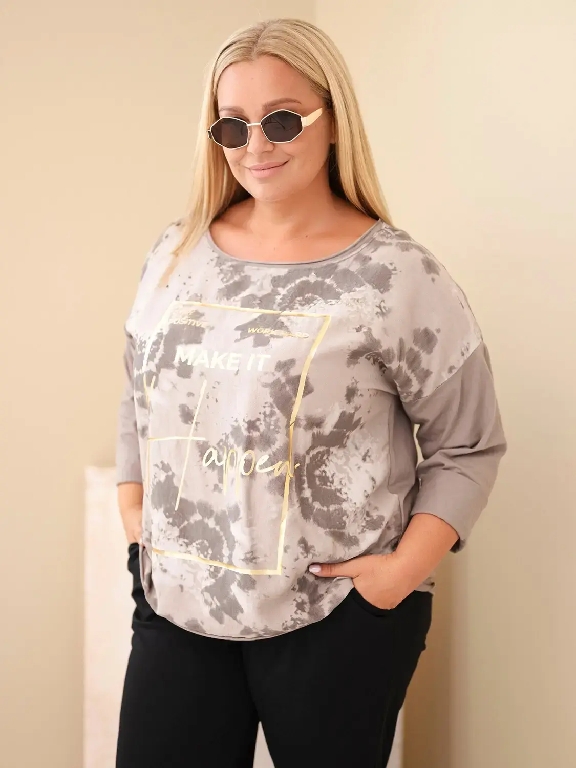 Kesi Włoski Plus Size blúzka s potlačou