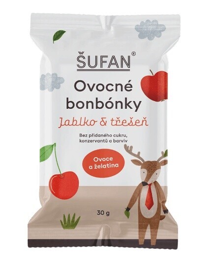Šufan ovocné bonbónky 30 g - jablko a třešeň