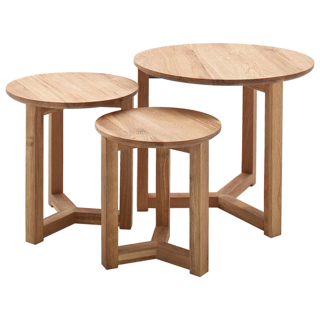 Xora SADA KONFERENČNÝCH STOLÍKOV, prírodná farba, farba duba, drevo, 30-50/30-50/32-42 cm