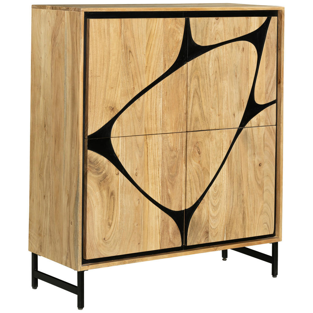 Ambia Home KOMODA, akácia, čierna, farba akácie, 100/115/40 cm