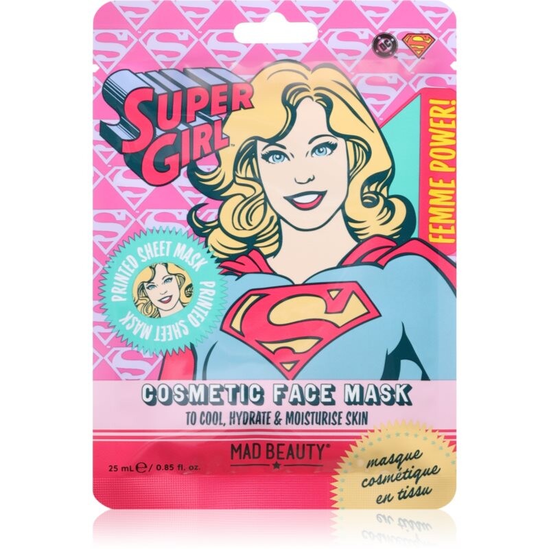 Mad Beauty DC Femme Power Supergirl hydratačná plátienková maska 25 ml