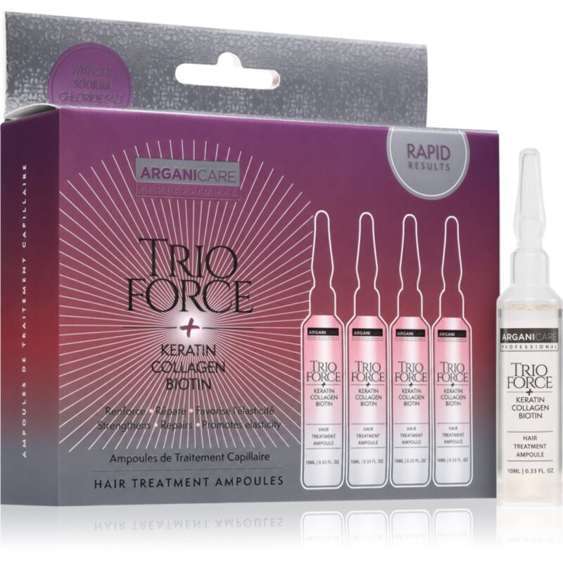 Arganicare Trio Force Hair Treatment ampuly pre rast vlasov a posilnenie od korienkov 4x10 ml