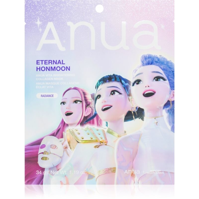 Anua K-Pop Demon Hunters Vita Brightening Collagen Mask rozjasňujúca plátienková maska s kolagénom 34 g
