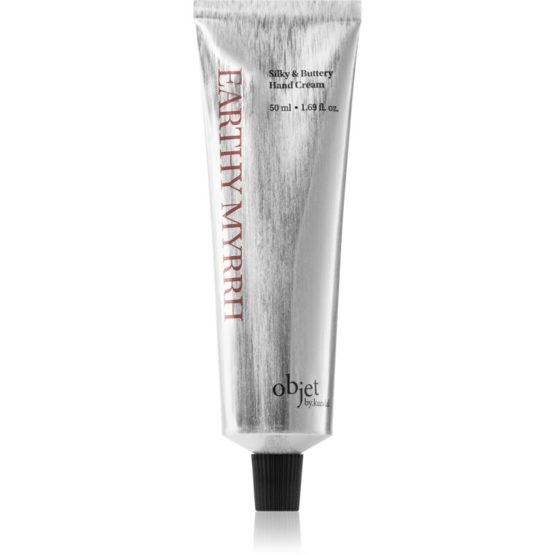 KUNDAL Objet Silky & Buttery Hand Cream ošetrujúci krém na ruky pre výživu a hydratáciu s vôňou Earthy Myrrh 50 ml