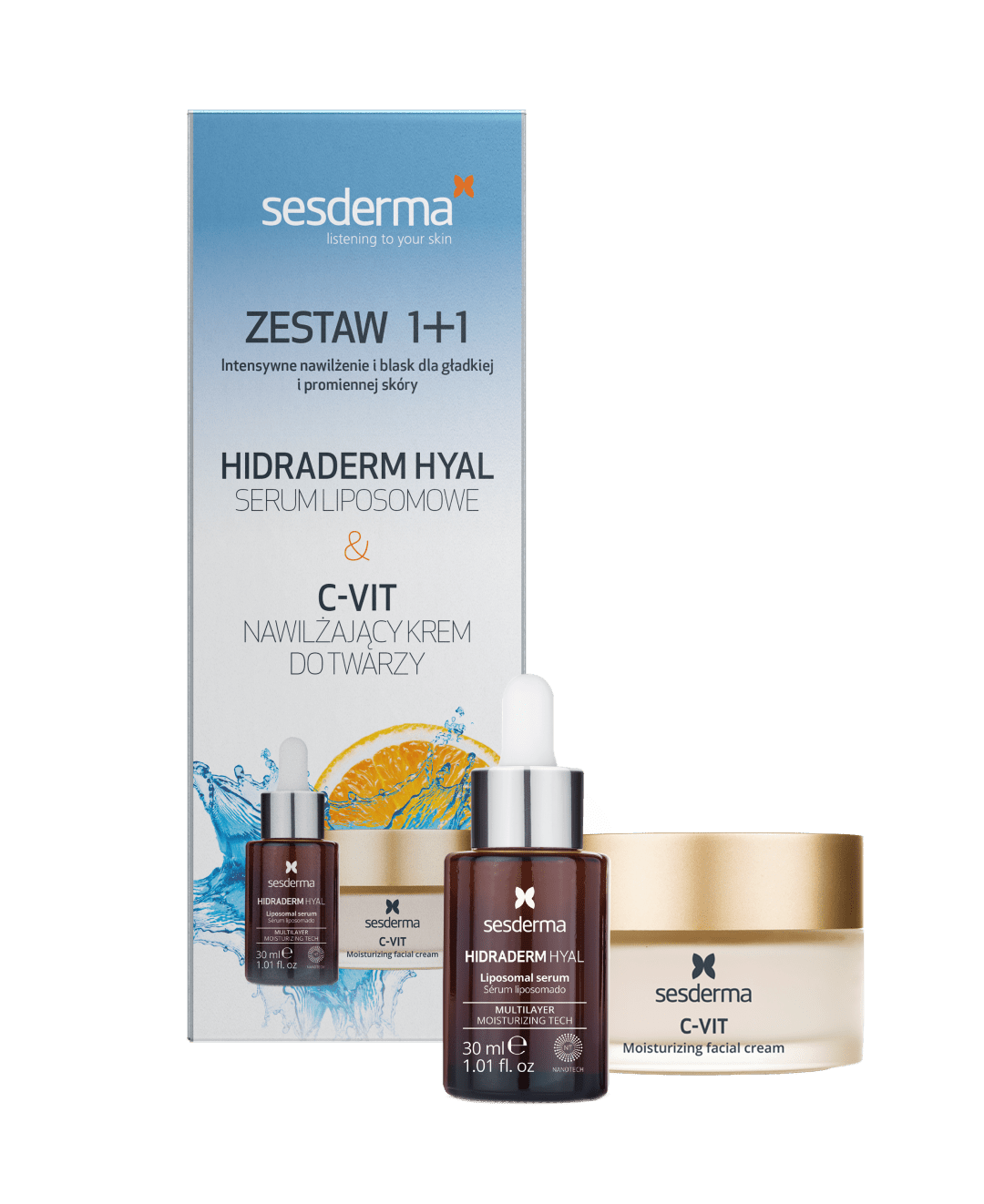 SESDERMA Hidraderm Hyal lipozomálne sérum a C-VIT hydratačný krém