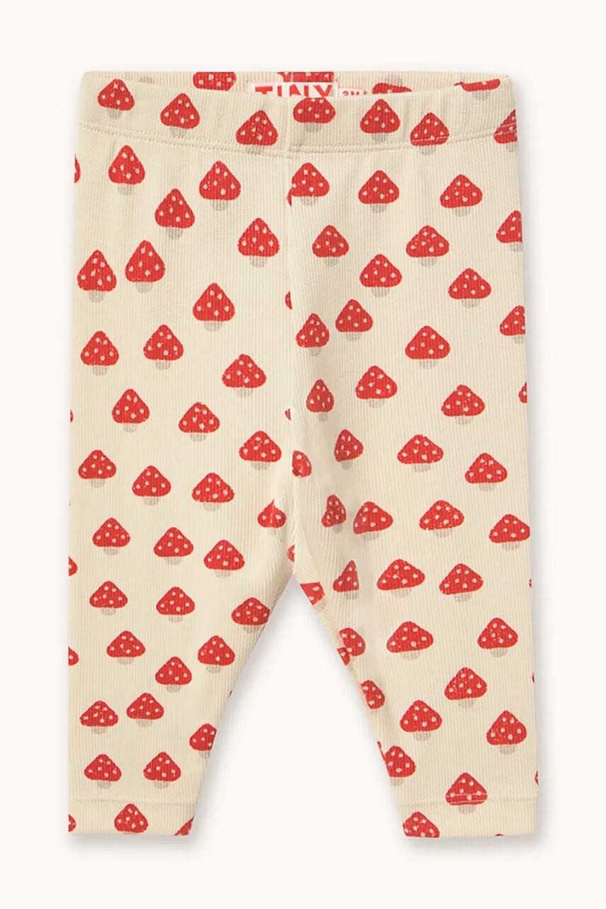 Tinycottons legíny detské bavlnené s elastanom MINI MUSHROOMS RIB BABY PANT