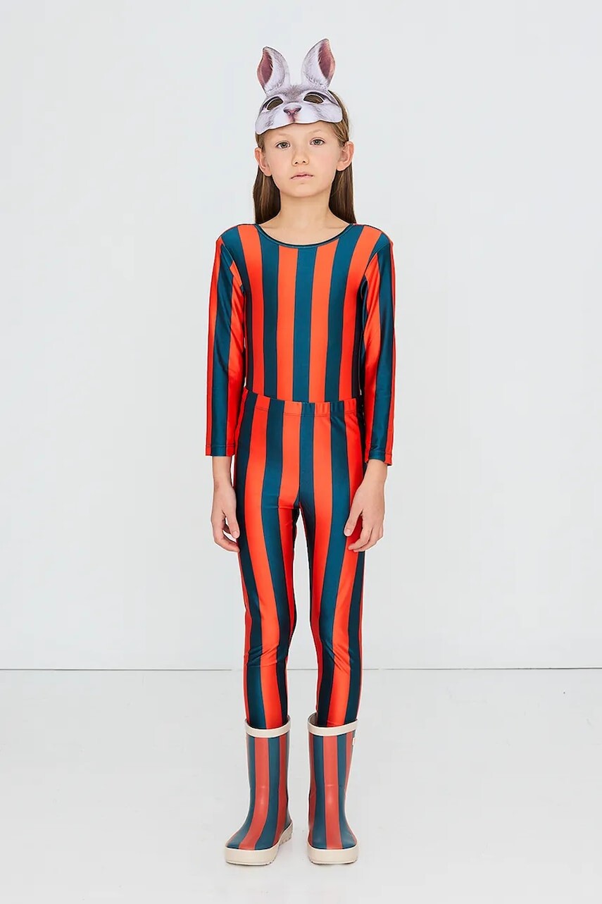 Tinycottons legíny detské RED-BLUE STRIPES SHINY LEGGINGS