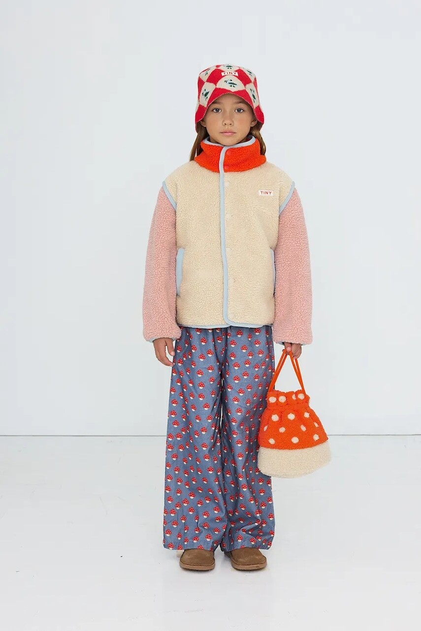 Tinycottons mikina na zips detská flísová COLOR BLOCK SHERPA JACKET