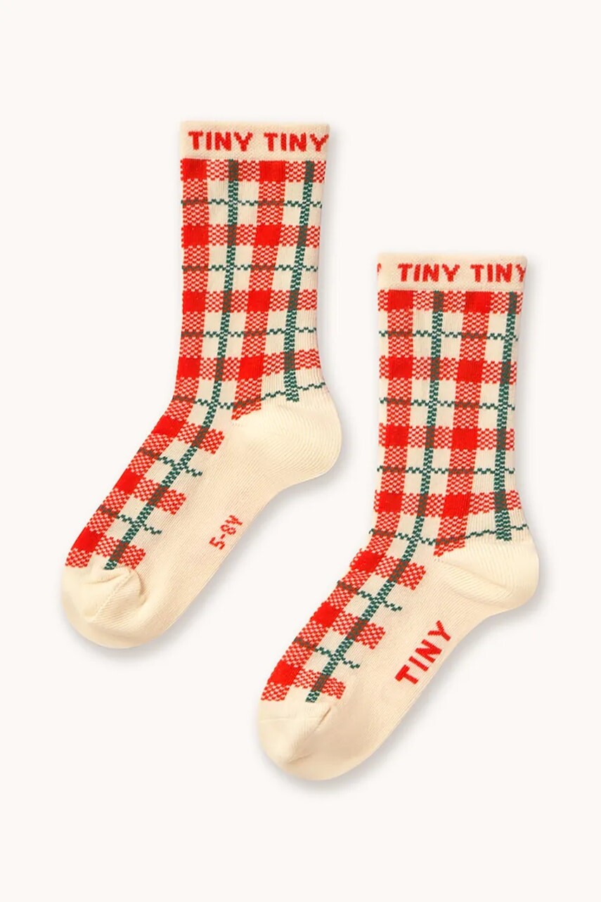 Tinycottons ponožky detské CREAM CHECK MEDIUM SOCKS