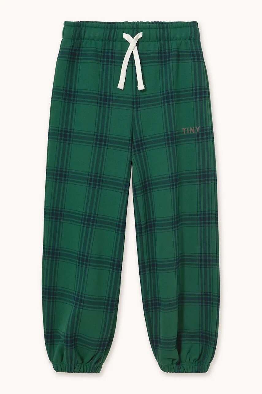 Tinycottons teplákové nohavice detské bavlnené GREEN CHECK SWEATPANT