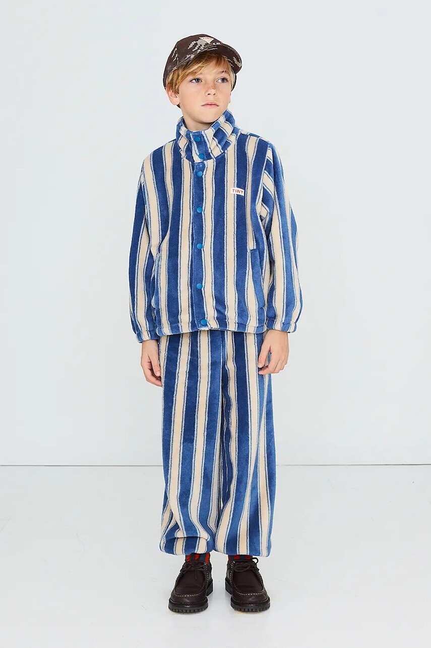 Tinycottons teplákové nohavice detské flísové BLUE RETRO STRIPES POLAR SWEATPANT