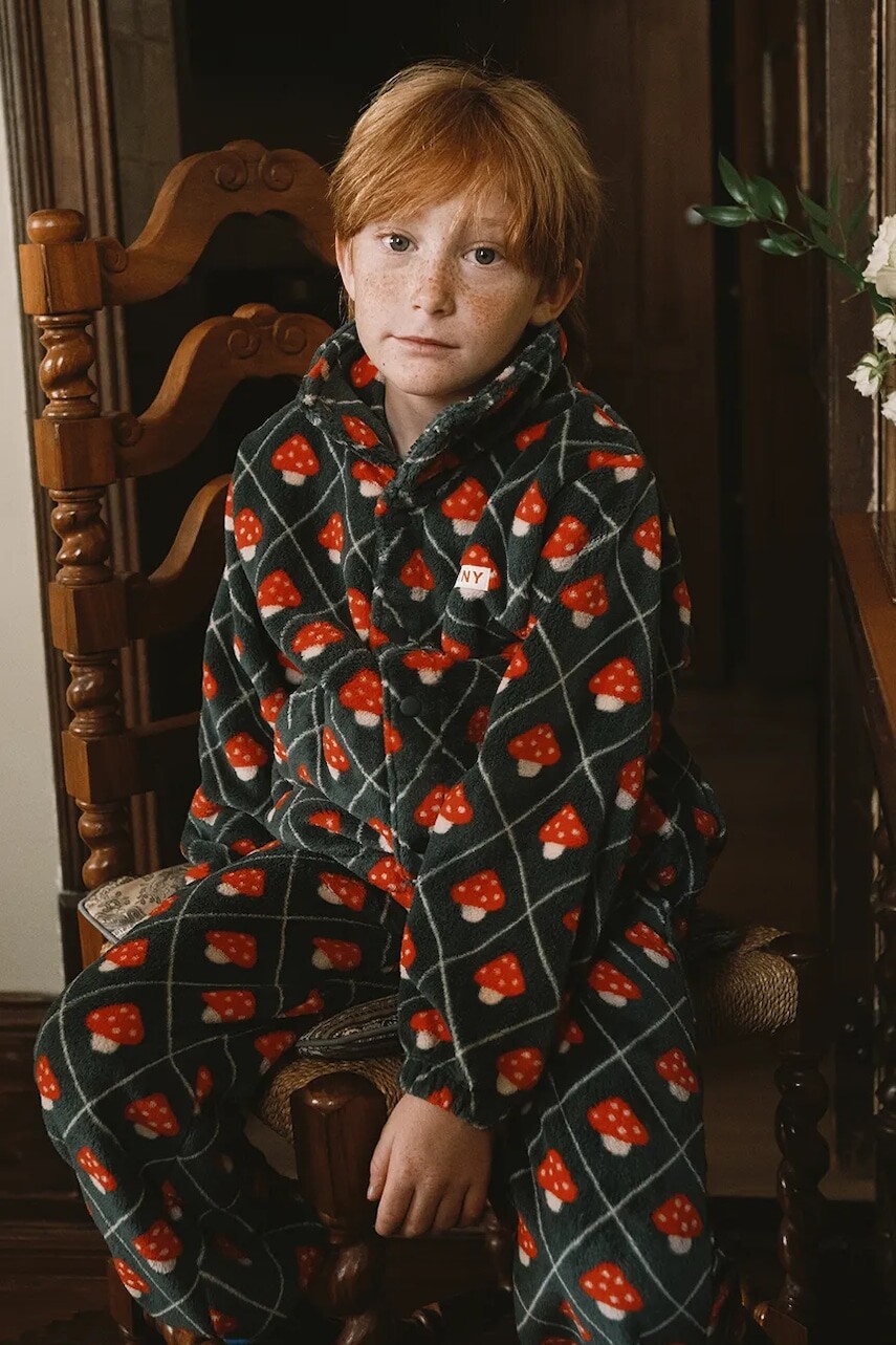 Tinycottons teplákové nohavice detské flísové MUSHROOMS POLAR SWEATPANT