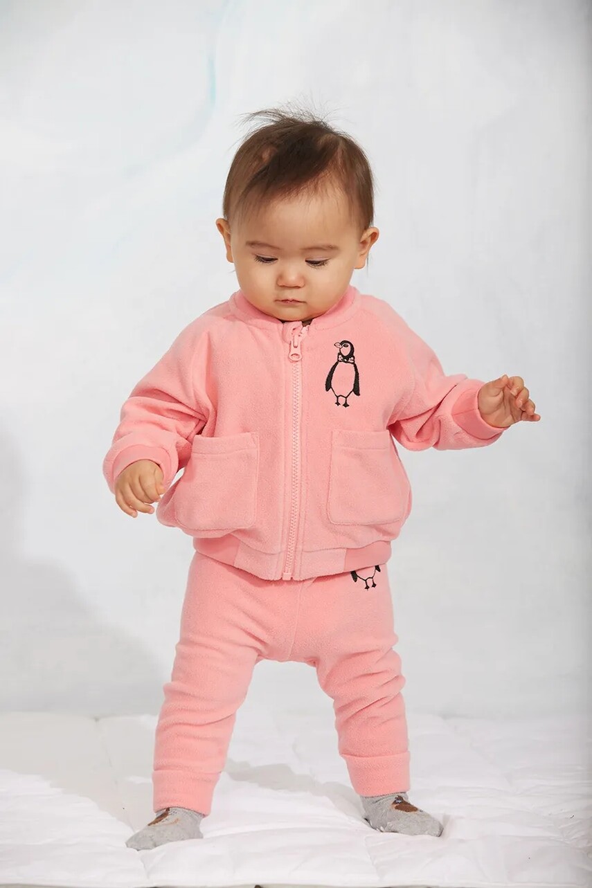Mini Rodini mikina na zips detská flísová Penguin